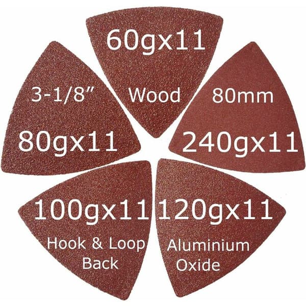 Sanding Paper for Sander, Triangular Sanding Sheets, 80 x 80 x 80 mm, Grit 60/80/100/120/240, for Sander, 55 pcs
