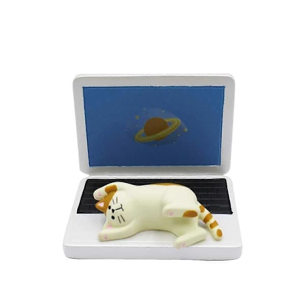 Lovely Cat Lying on Notebook, Mobile Phone Stand, Desk Animal, Smartphone Holder