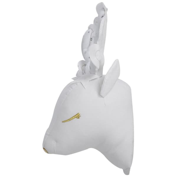 White Deer Animal Head Wall Decorations for Children Wall Hanging Artwork Soft Toy Gifts
