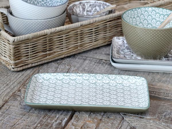 Arés aflang tallerken Verte Chic Antique Grön green