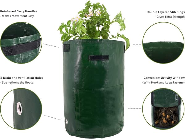 4-pack 10-gallon Potatisodlingsväskor Gröna Polyeten Trädgårdsplan