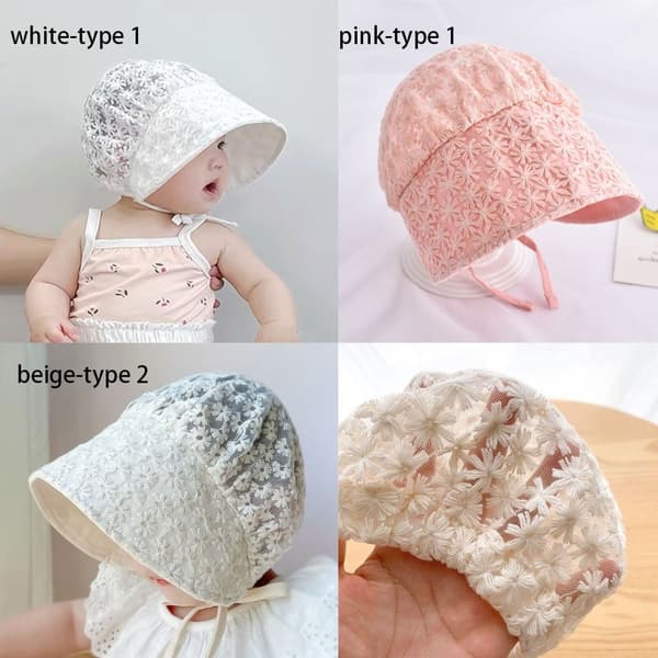 Baby spetshatt Nyfödd Blomsterhatt BEIGE TYP 2 TYP 2 beige