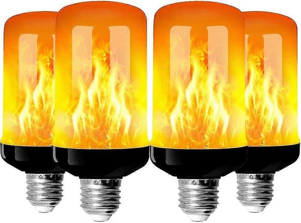 (AZC) 4-pakning E27 Flameffektlamper 4W Base LED Flameffektlamper 4 Belysningsmoduser Dekorative innendørs lamper for hjemmehagefest