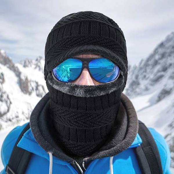 Varm vindtæt skihætte til kvinder, vinter termisk elefanthue, sort