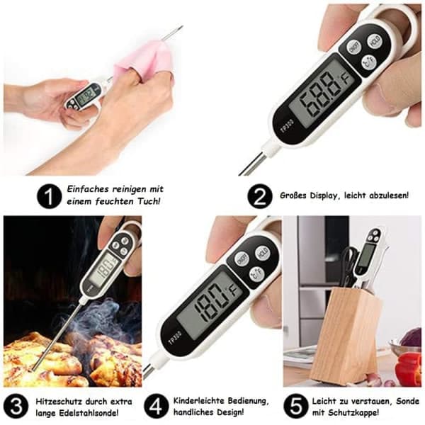 Digitalt termometer, kødtermometer, grilltermometer