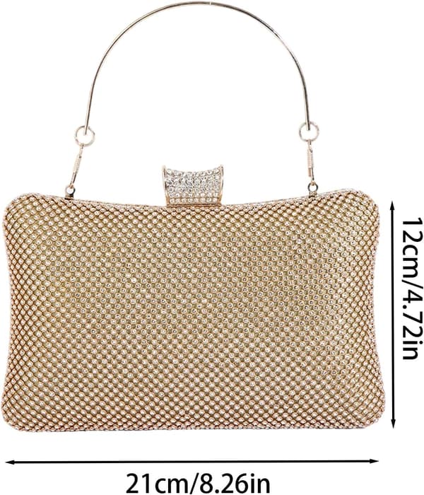 rhinestone lommebok glitter formell håndveske gull - Gold