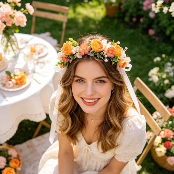 blomster-hårbånd kunstige elegante hårtilbehør til piger orange - Orange