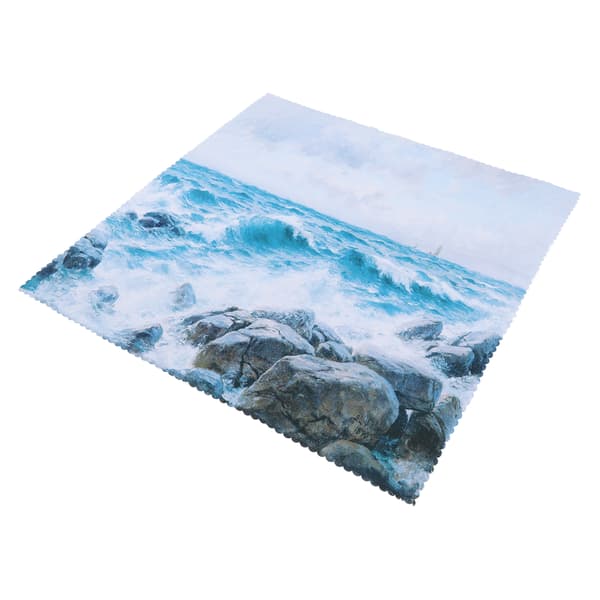 Natural Relaxed Style, Easy Clean Polyester Tablecloth with Ocean Wave and Stone Pattern, 140x220cm, Restaurant Decoration
