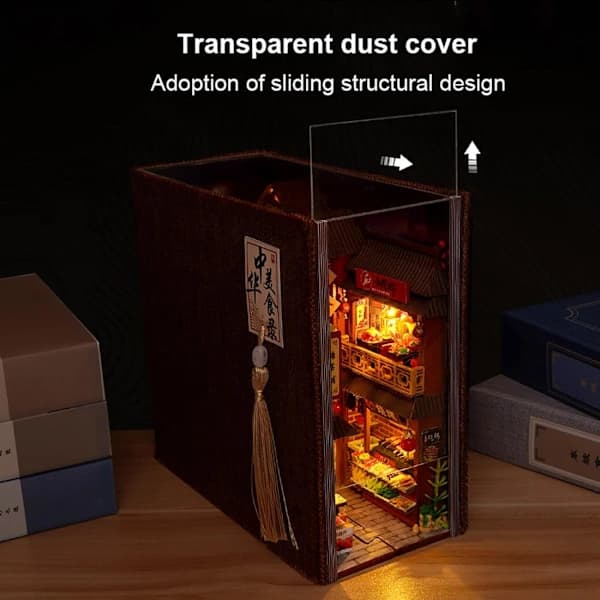 Bogkrog, DIY Træpuslespil - 3D Miniaturescene - Bogreol Indsats Kit - Håndlavet