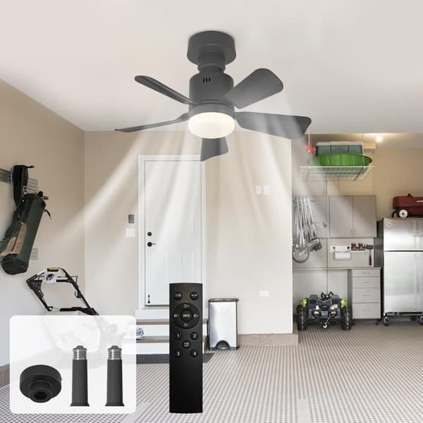 Screw-in Ceiling Fan in Walnut Color – Dimmable LED Fan Lamp (E27) with Remote Control – 4 Speeds and 3 Light Temperatures –