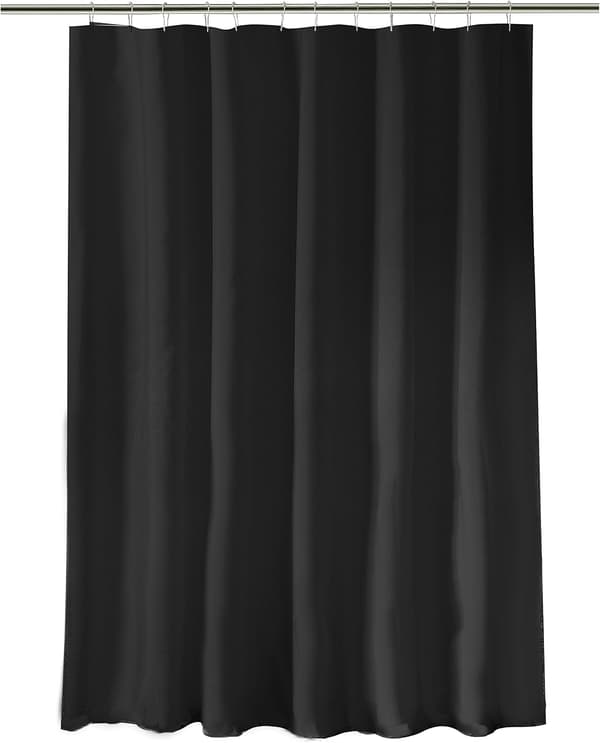Anti-mold Shower Curtain Black Thickened Fabric Bathroom Waterproof Polyester Easy to Install Includes Hooks 180x180cm