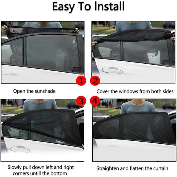 Car Sun Shade for Windows, 4 Pcs Auto Side Window Sunshade Front and Rear, Heat Blocking and UV Protection