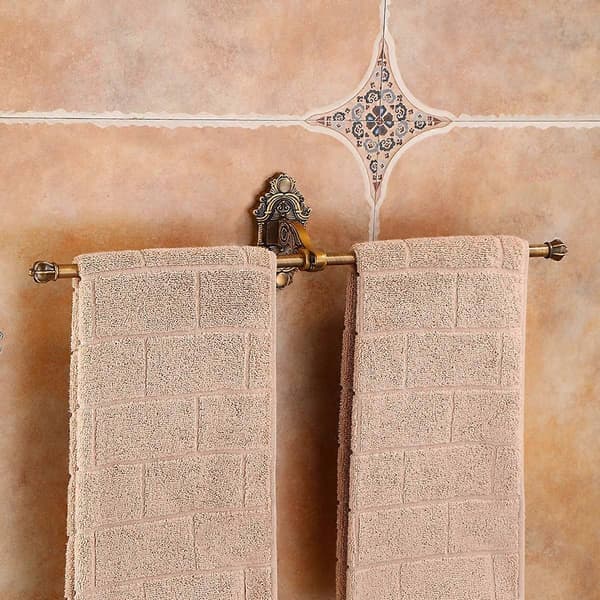 Foldable Antique Brass Towel Rack Active Bathroom Towel Holder Double Towel Shelf with Hooks Bathroom Accessories