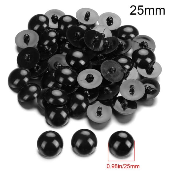 50 stk Sorte Sikkerhedsøjne til Dukker Tilbehør 25MM 25mm