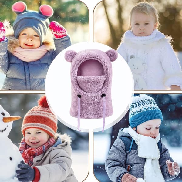 Vinterpannebånd for barn, fleece, varmt hodeplagg, lilla Lila