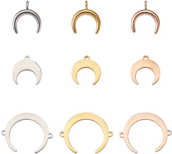 Månevedhæng i rustfrit stål Dobbelt horn himmelske charms Blandede farver*2