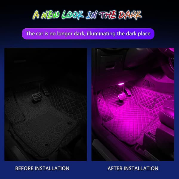 Innebygd LED-sensorlampe for bil - Mini USB-ladelampe (fargerik)