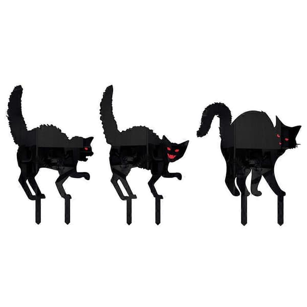 2025 3 pcs Halloween Yard Scary Cat Stakes Halloween Yard Acrylic Stakes Cat Stake Decorations
