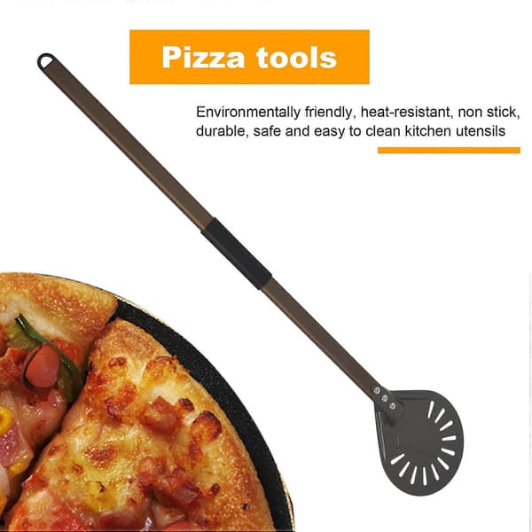 Metal Pizza Tool, Extra Large, Professional, Long, Round, Adjustable and Detachable Aluminum Handle