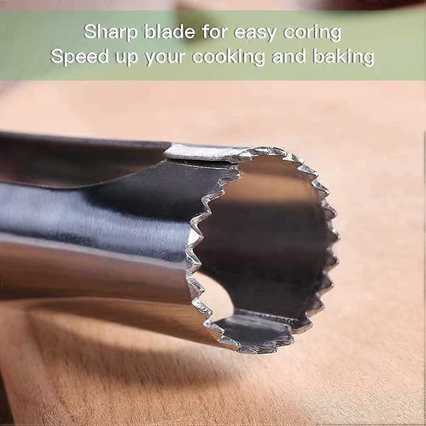 Apple Corer, Stainless Steel Apple or Pear Core Remover for Home and Kitchen with Sharp Serrated Edge (Black)