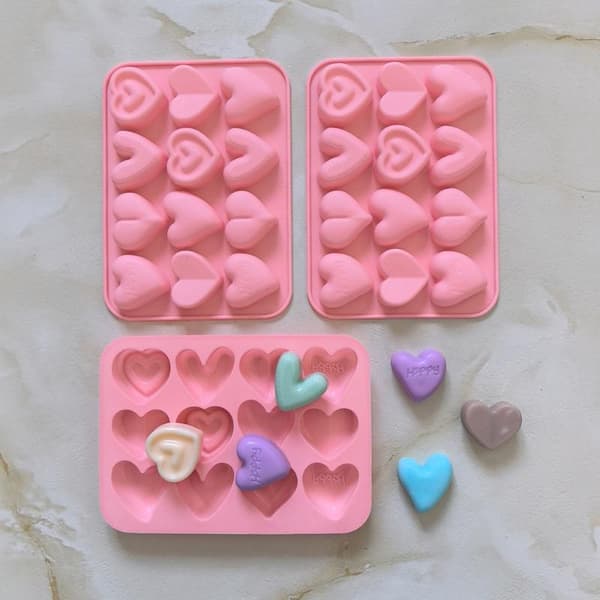 12 Conseive 6 hjerteformede silikonebageforme DIY slik kager 1Pc