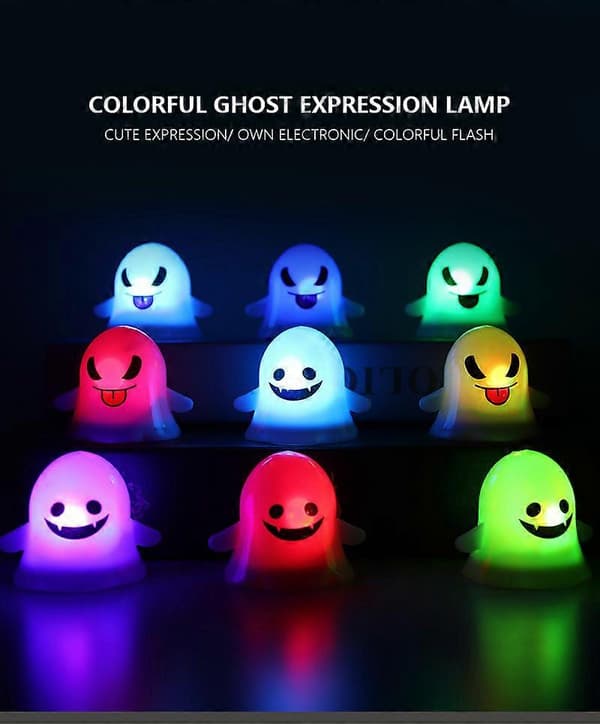 Halloween Spøgelse Natlampe LED Farverig Borddekoration Spøgelsesfest