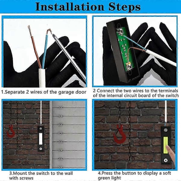 Universal Garage Door Opener Switch 41A4166 Illuminated Wall Mounted Push Button Black Finish with White