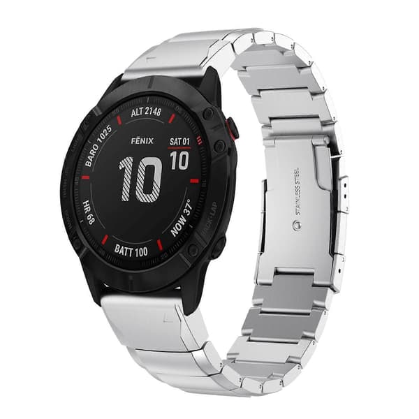 Metallarmbånd for Garmin Fenix 6 Pro GPS [DB] Sølv Sliver