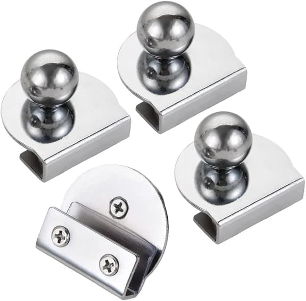 4 kpl lasiovenkahvoja, ei porausta, 5–8 mm lasivitriineille