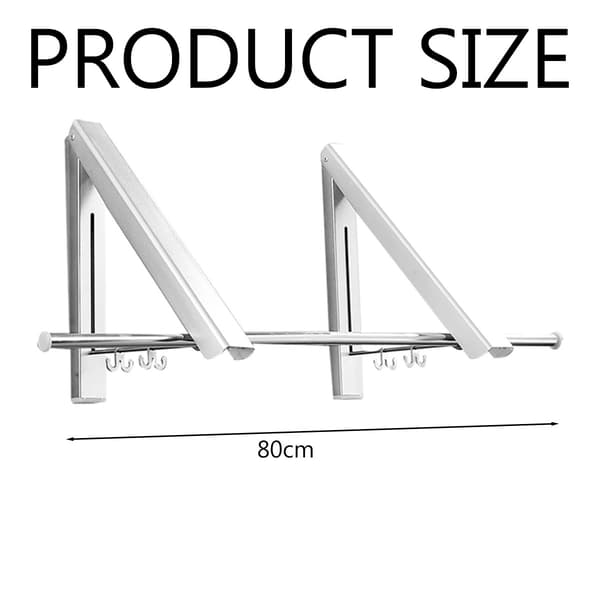 Adjustable Clothes Rack - Wall Mounted Foldable Clothes Hanger Drying Rack for Laundry Room Storage Organization, Aluminum, 2 Bars with Rod