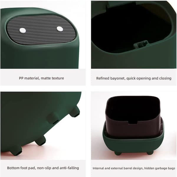 Small Trash Can, Cute Ninja Office Trash Can with Lid, Bedroom