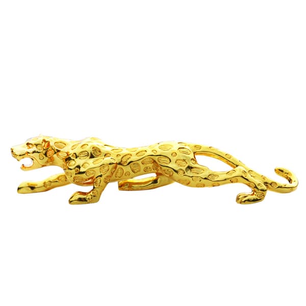 Gyllene Leopardstaty Abstrakt Harts Gyllene Leopard Skulptur Saf