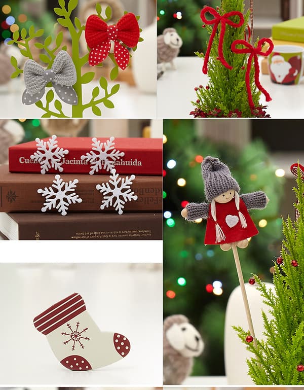 Decorative Christmas Tree, Artificial Tabletop Tree With LED Decoration