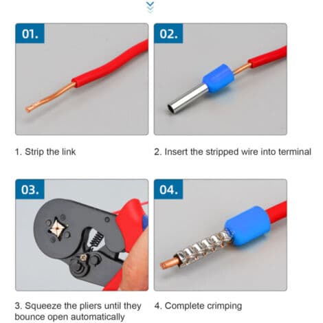 1000 st isolerade crimpterminaler för elektriska stift 20 AWG sladdändskontaktsats E7508 blå
