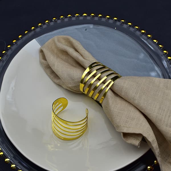 Servietringe og holdere, 12 stk (guld) Metalservietring Serviet