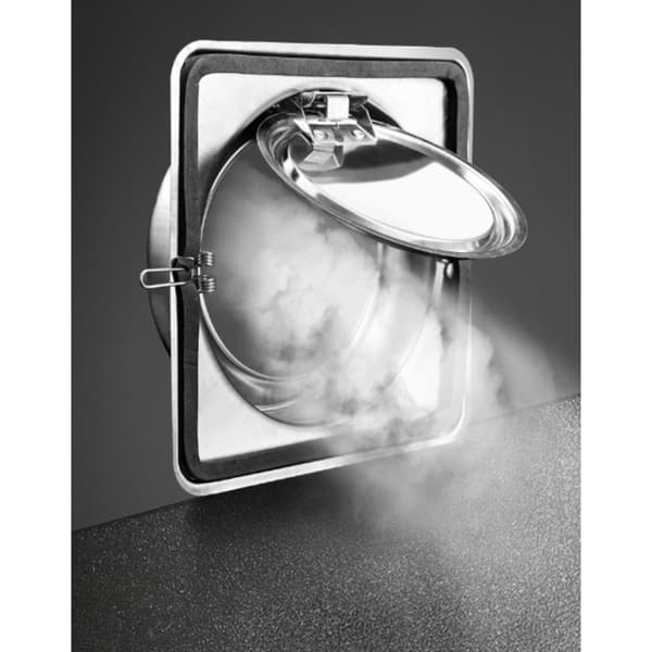 Stainless steel backdraft damper with fire protection, thermal fuse and 360° automatic gravity flap for kitchen and bathroom 150 mm 150 mm