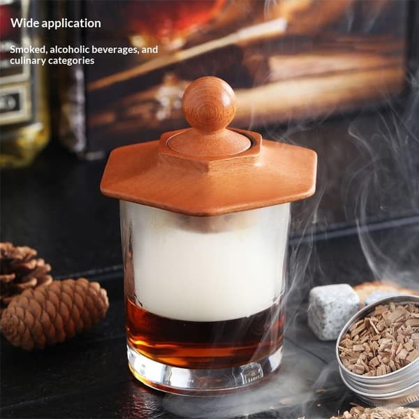 Cocktail Wood Smoker Hexagonal Round Barrel Bar Kitchen Tool