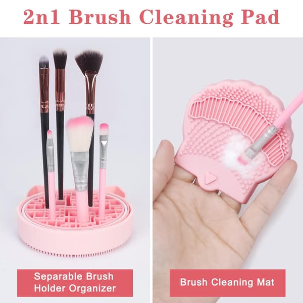 2-in-1 Makeup Brush Cleaning Mat with Detachable Brush Holders DXGHC