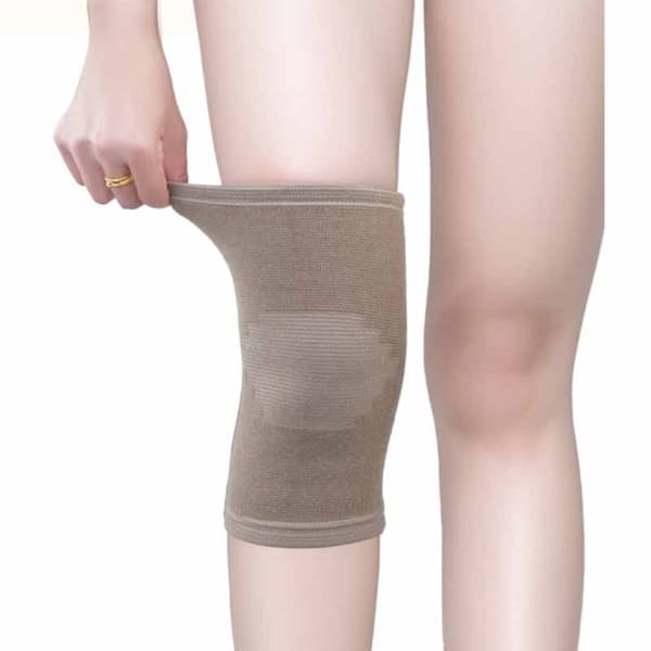 2-pack stickade termiska knäskydd - Khaki - Storlek M, idealiska för sport och värme