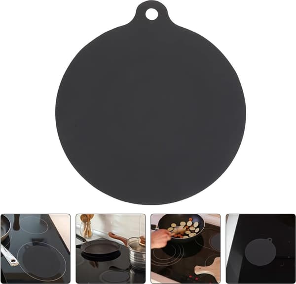 Non-slip pot holder, 4 pieces black, silicone induction hob protector, 22 cm kitchen utensil