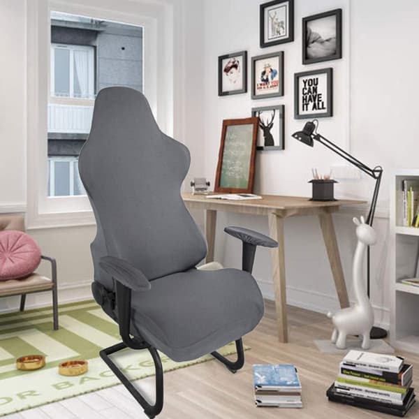 Grå elastiske gamingstolovertrekk - Ergonomiske overtrekk for racingstoler