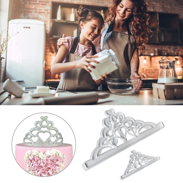 2 stk. kronekageforme sæt cupcake dekoration gumpaste form køkken bageværktøj til dejler