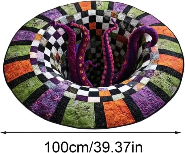 Halloween-gulvteppe 100 x cm sklisikkert rundt illusjons-teppe -