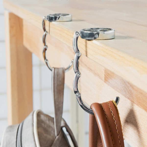 2x Handbag Hook 9*4.5cm - Foldable Metal Bag Hanger - Bag Holder for Table or Desk - Hanging Handbag and Small Items