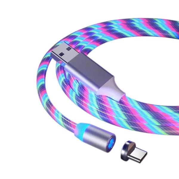 1 stk. magnetisk opladerkabel til mobiltelefon Type C flydende lyskabel til LED-kabel (1M Multi