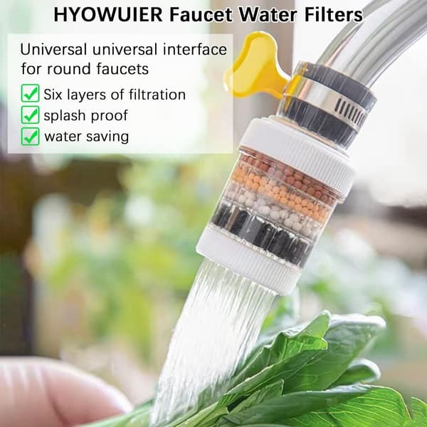Sink Water Filter, Activated Carbon Faucet Filter, Six Layers, Splash-Proof, 3 Pieces