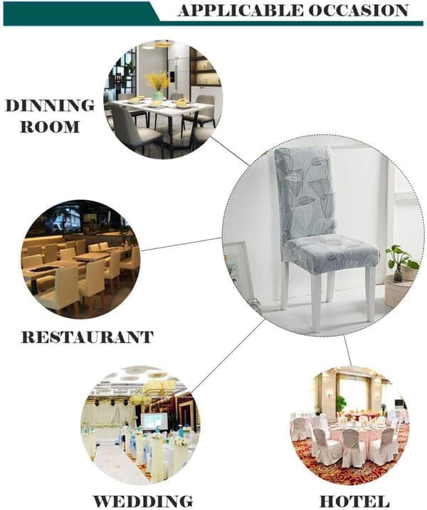 Chair Covers 6-pack, Washable Removable Covers, Very Easy to Clean, Durable Modern Wedding Bouquet, Hotel, Restaurant Decor
