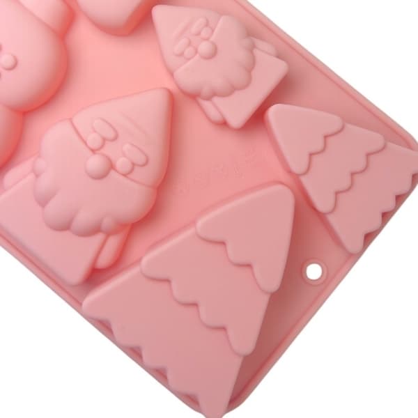 Silikone juleform - Julemand, snemand og juletræ Rosa pink