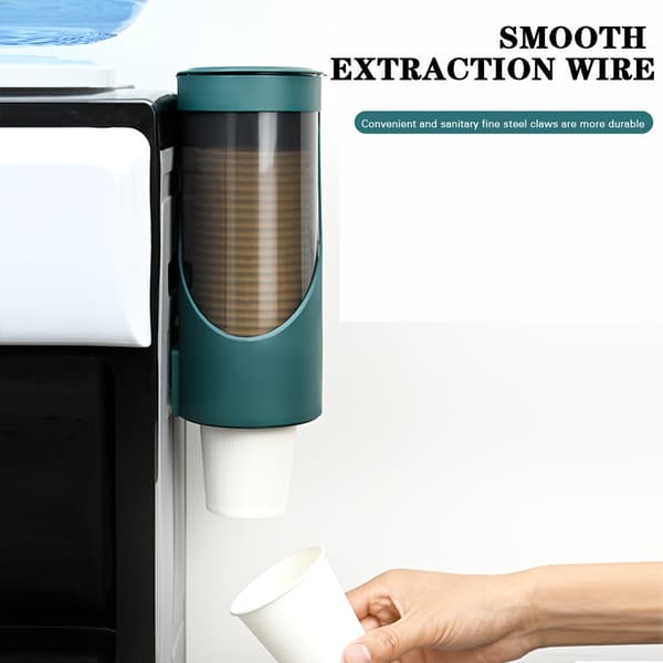 Wall Mounted Disposable Paper Cup Holder Punch-Free Dustproof Cup Dispenser Grey Grey
