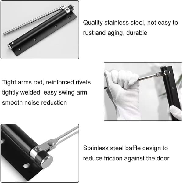 Automatic Door Closer Stainless Steel Adjustable with Screws for Interior and Exterior Doors Compatible with Home, Office, Hotel